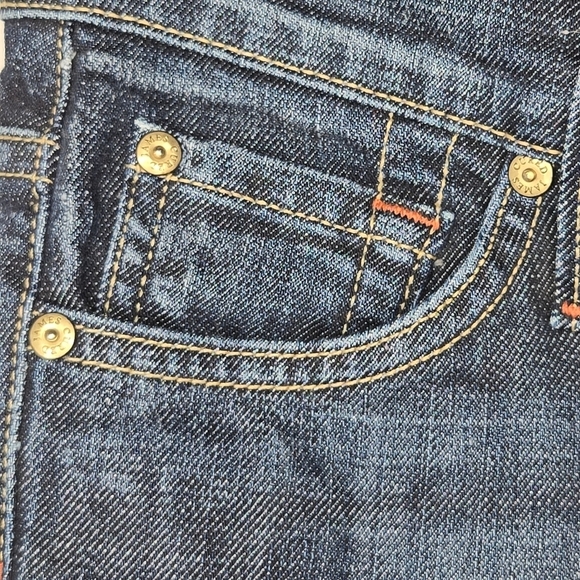 James Cured By Seun Dry Aged Denim Womens Low Rise Dark Wash Flare Jeans Size 25 - Picture 3 of 9